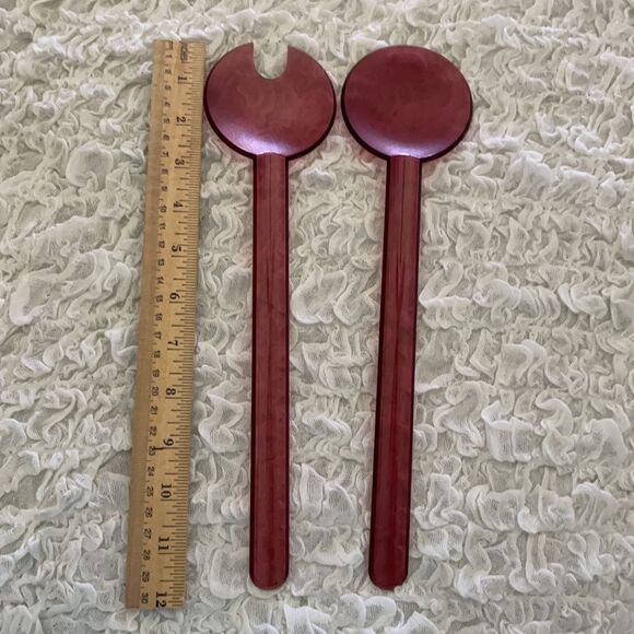 Tupperware Preludio Cranberry Red Salad Servers - Picture 3 of 3